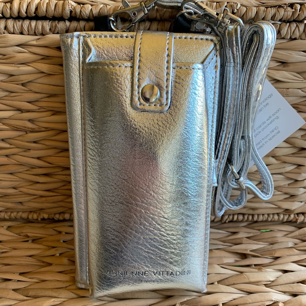 Silver leather phone / wallet